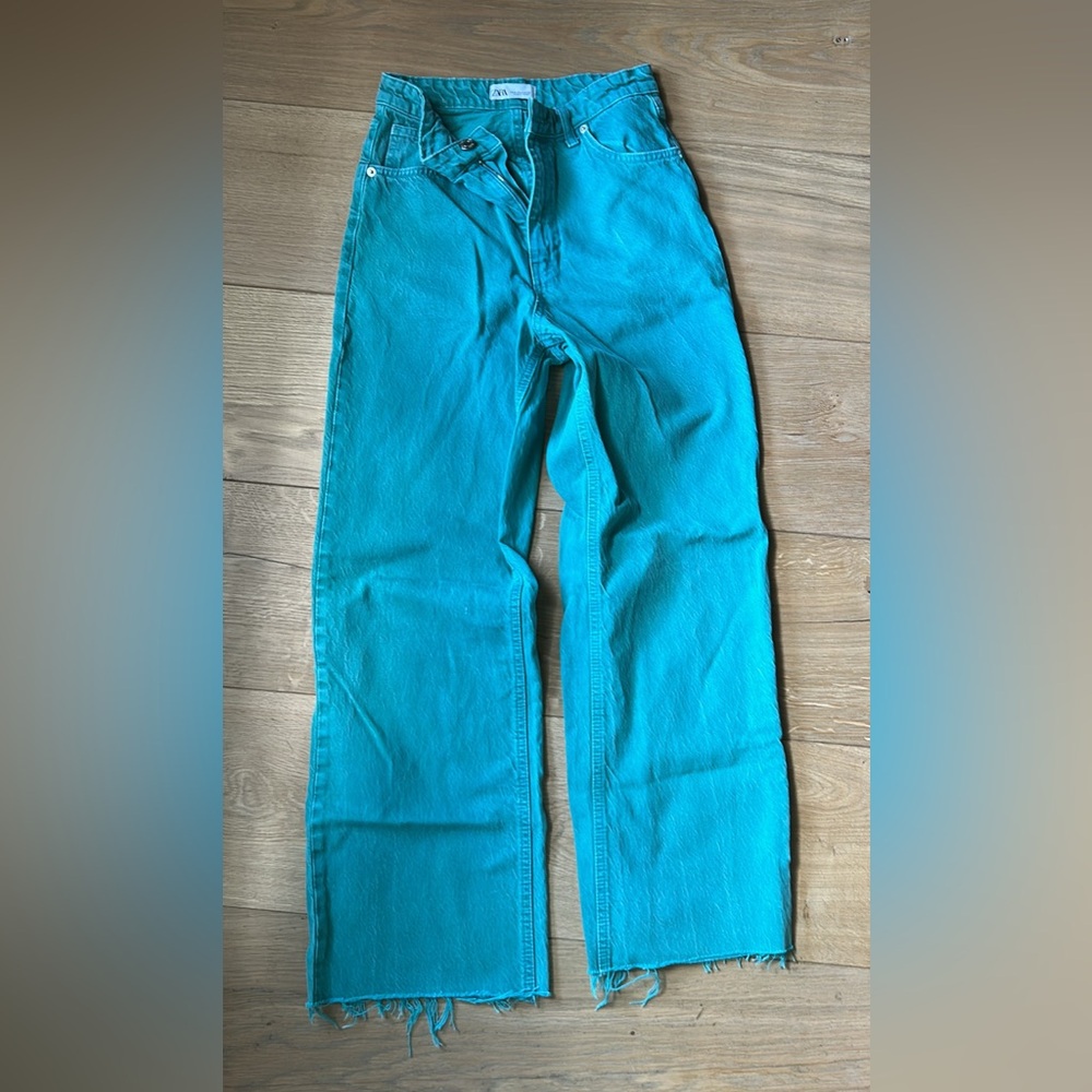 Zara High Rise Jeans in Teal